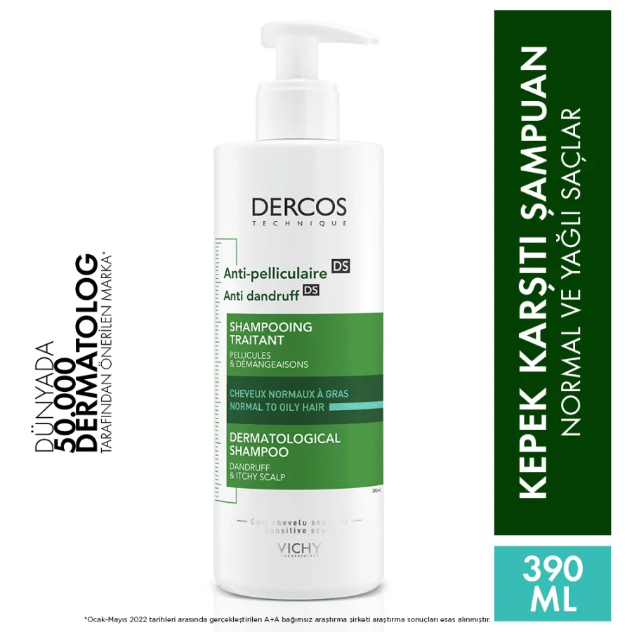 Vichy Dercos Kepek Karşıtı Şampuan 390 Ml - Normal ve Yağlı Saçlar
