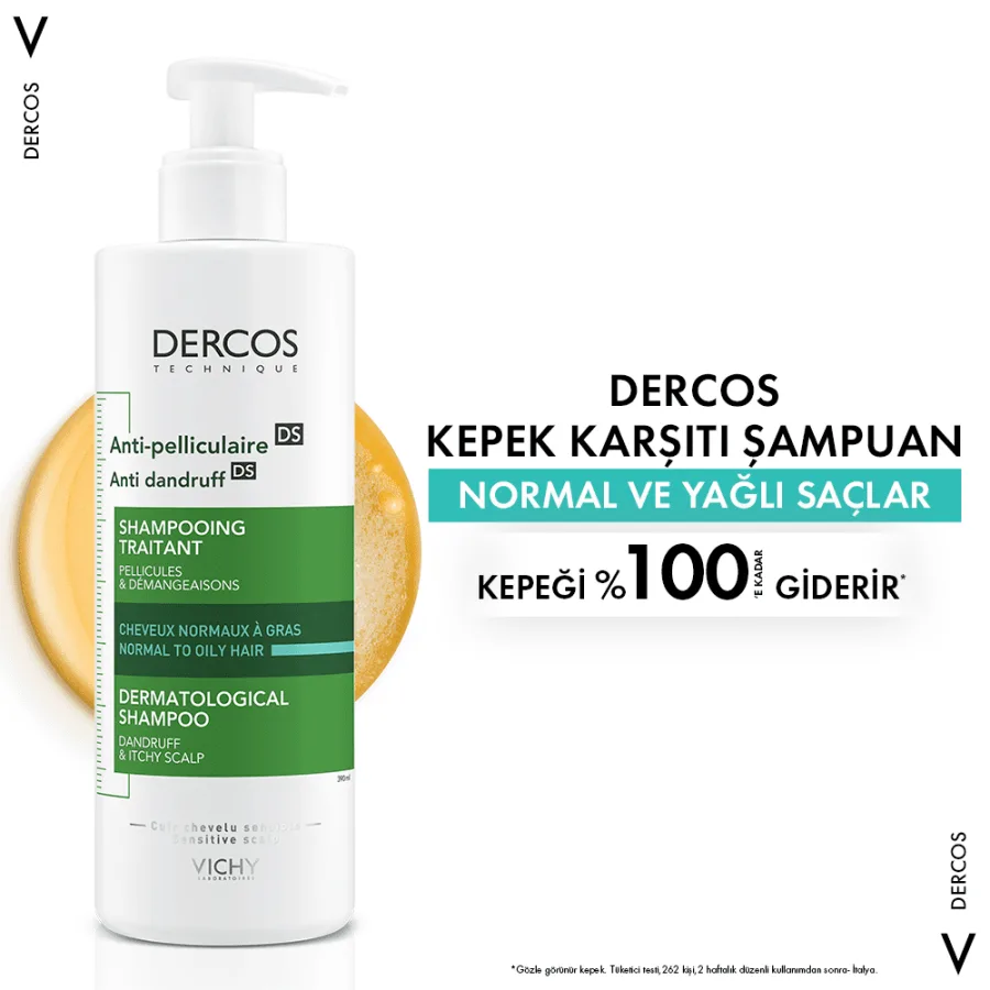 Vichy Dercos Kepek Karşıtı Şampuan 390 Ml - Normal ve Yağlı Saçlar